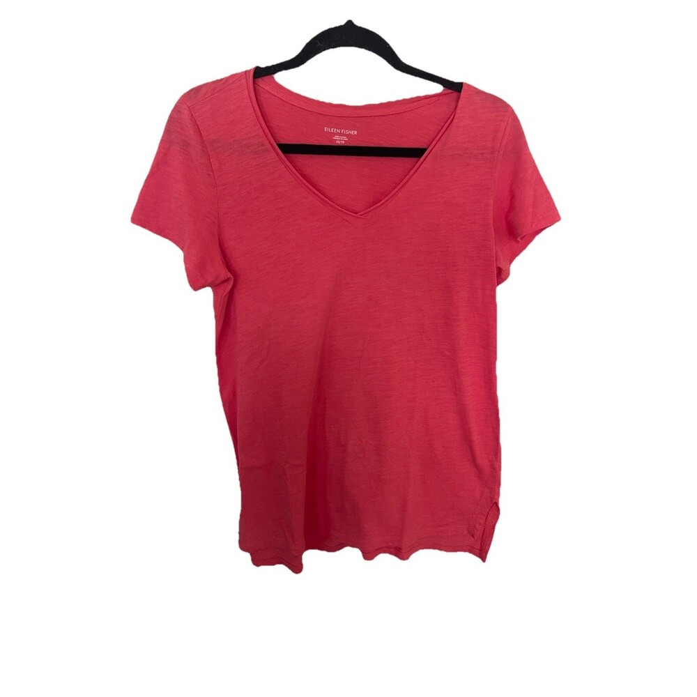 Eileen Fisher Women's V-Neck T-Shirt Coral Size XS